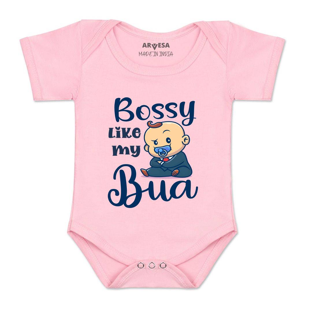 Arvesa Bossy Like My Bua Design-934 White 0-3 Months Jumpsuit for Baby Boy & Girl dress .