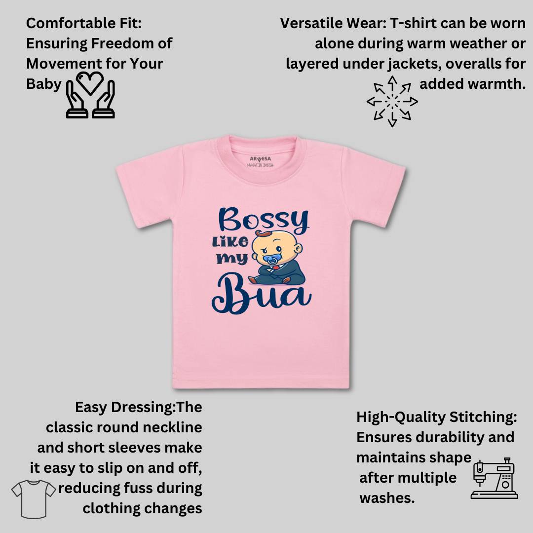 Arvesa Bossy Like My Bua Design-934 White 0-3 Months Jumpsuit for Baby Boy & Girl dress .