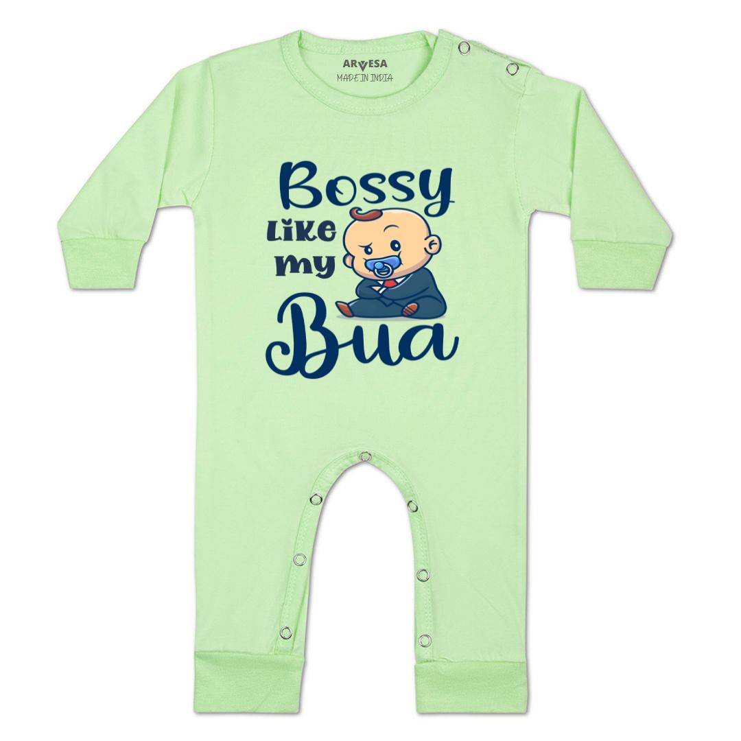 Arvesa Bossy Like My Bua Design-934 White 0-3 Months Jumpsuit for Baby Boy & Girl dress .