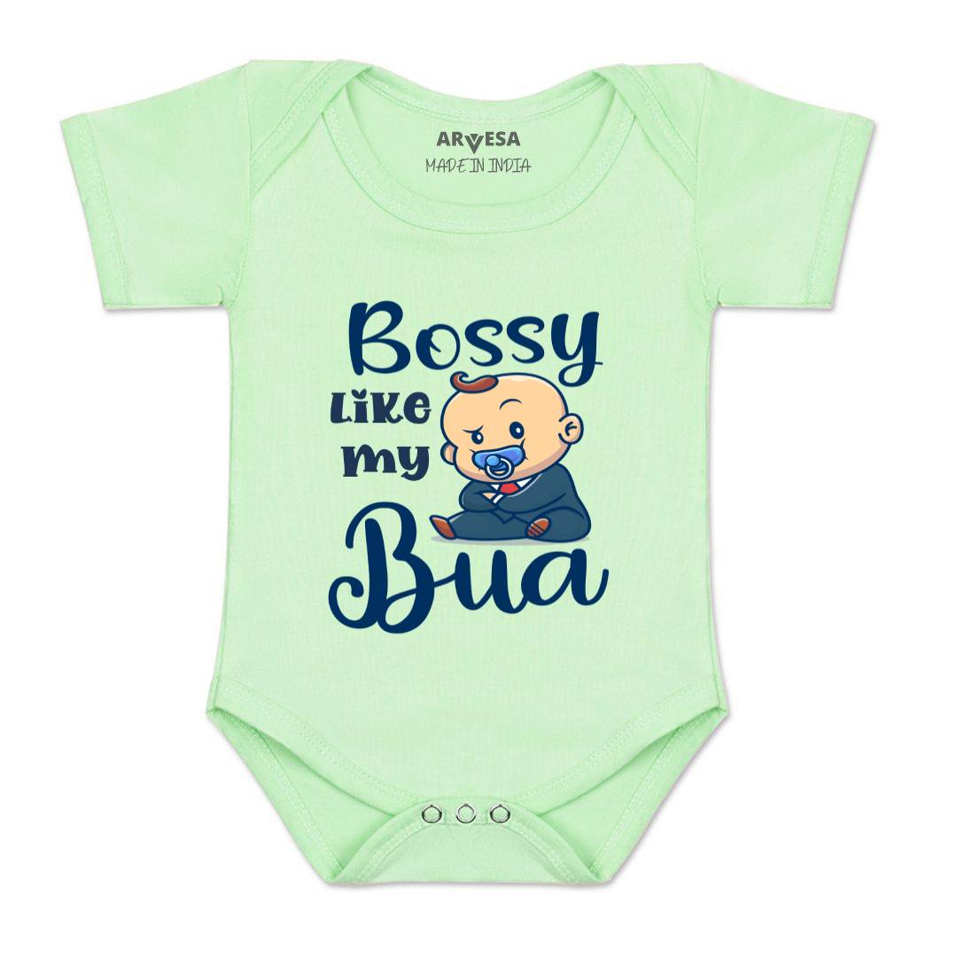 Arvesa Bossy Like My Bua Design-934 White 0-3 Months Jumpsuit for Baby Boy & Girl dress .