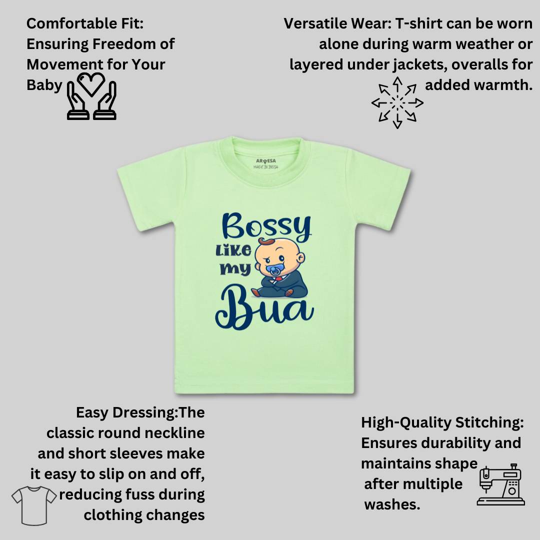 Arvesa Bossy Like My Bua Design-934 White 0-3 Months Jumpsuit for Baby Boy & Girl dress .