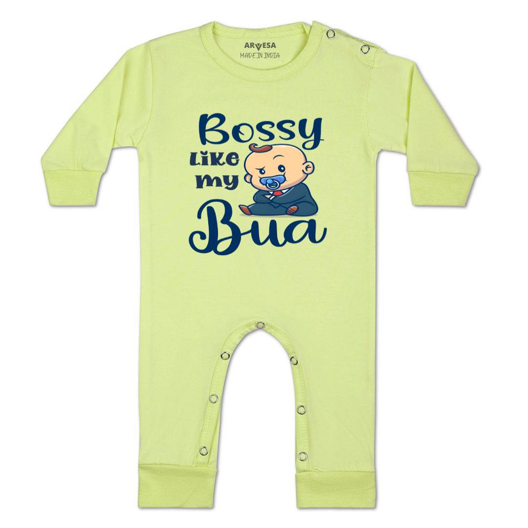 Arvesa Bossy Like My Bua Design-934 White 0-3 Months Jumpsuit for Baby Boy & Girl dress .