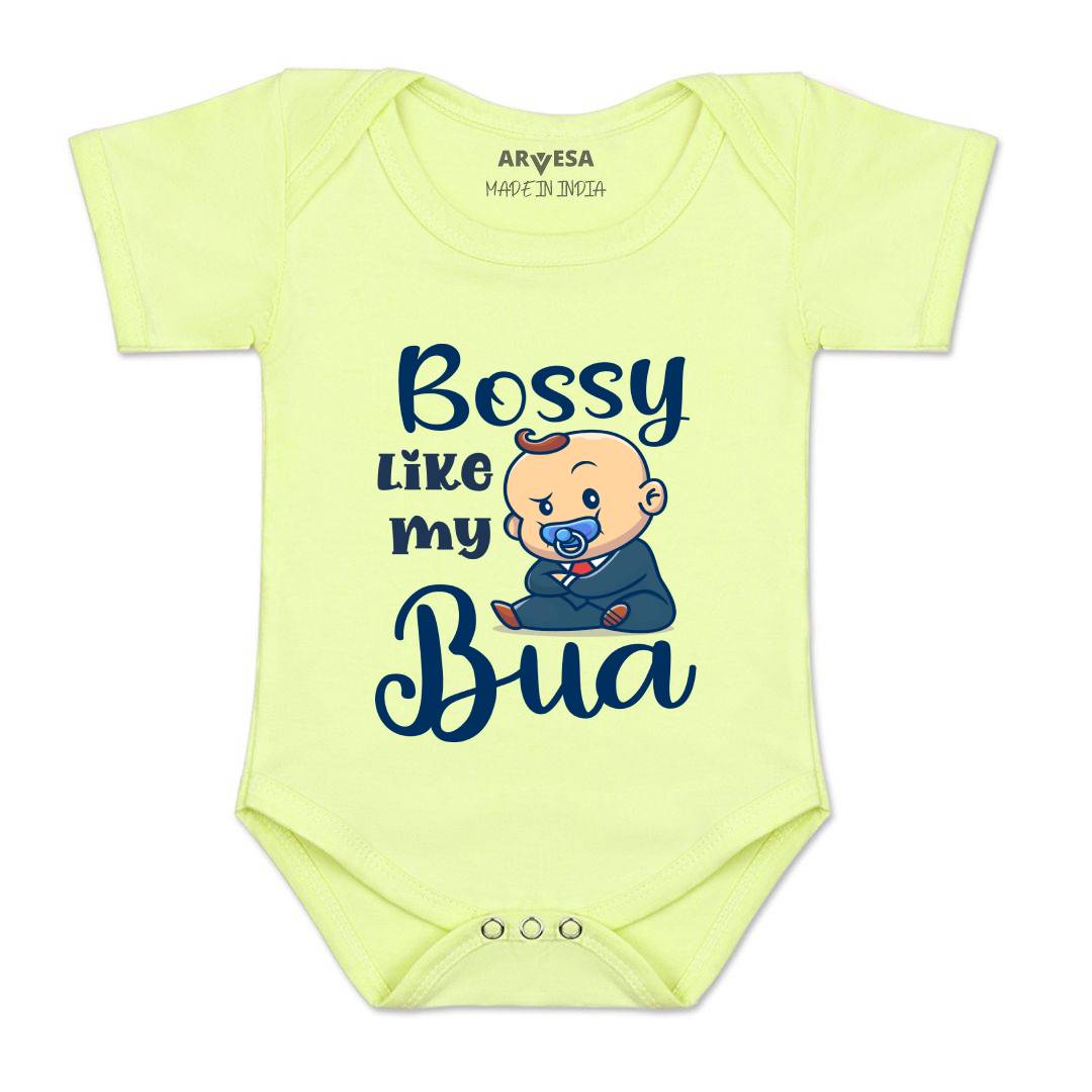 Arvesa Bossy Like My Bua Design-934 White 0-3 Months Jumpsuit for Baby Boy & Girl dress .