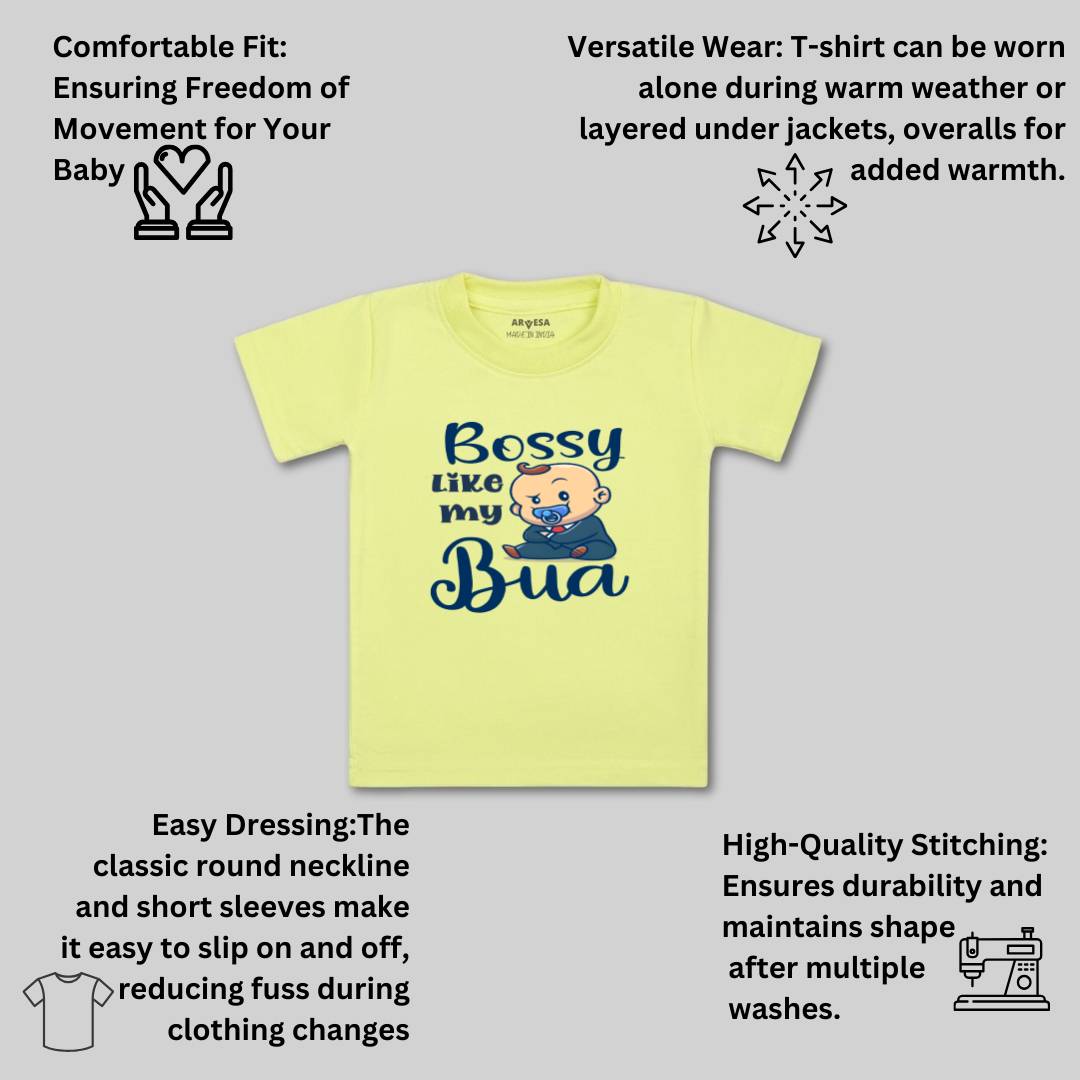 Arvesa Bossy Like My Bua Design-934 White 0-3 Months Jumpsuit for Baby Boy & Girl dress .