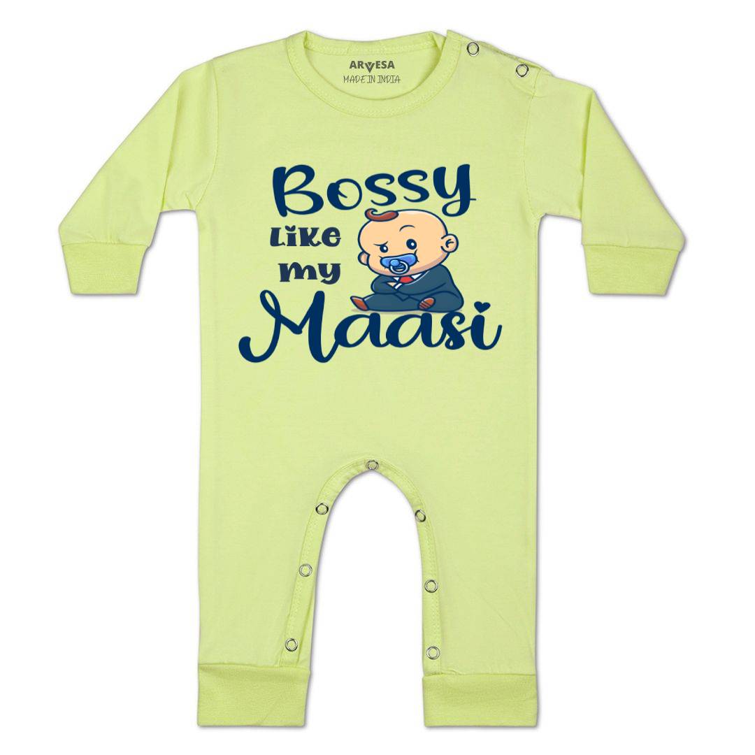 Arvesa Bossy Like My Maasi Design-935 White 0-3 Months Jumpsuit for Baby Boy & Girl dress .