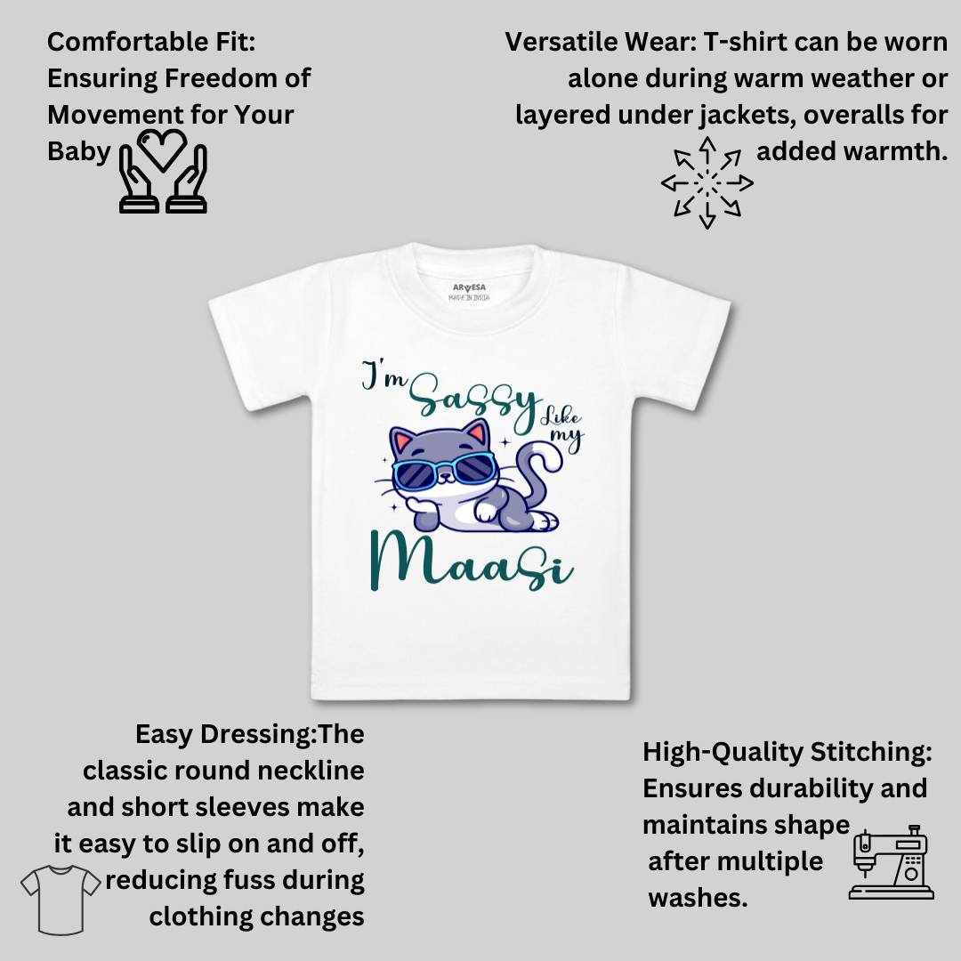 Arvesa I Am Sassy Like My Bua Design-937 White 0-3 Months Jumpsuit for Baby Boy & Girl dress .
