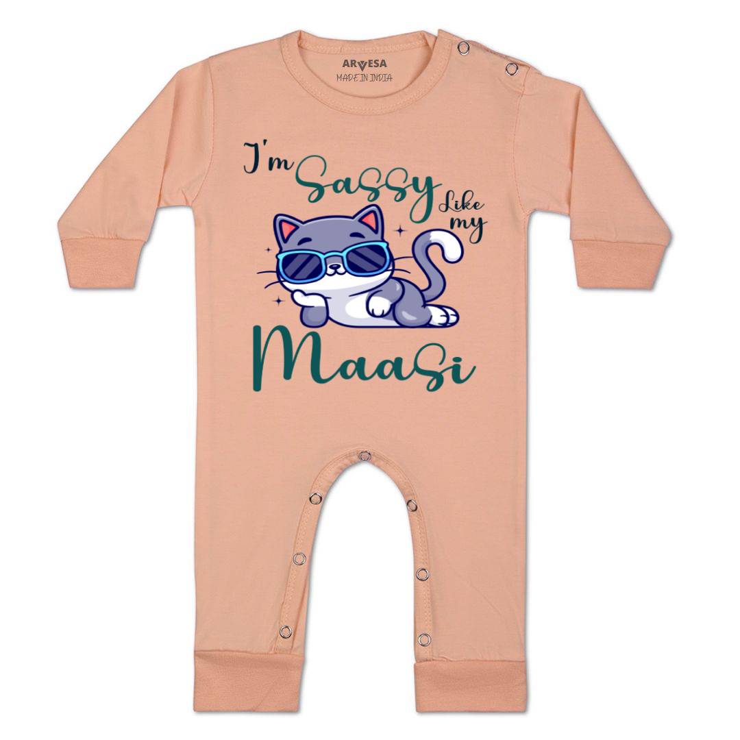 Arvesa I Am Sassy Like My Bua Design-937 White 0-3 Months Jumpsuit for Baby Boy & Girl dress .