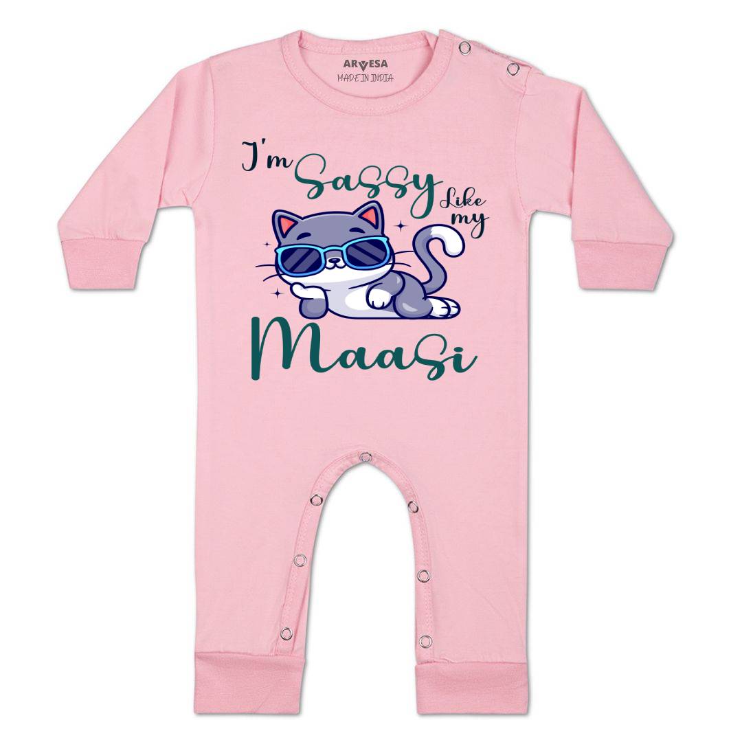 Arvesa I Am Sassy Like My Bua Design-937 White 0-3 Months Jumpsuit for Baby Boy & Girl dress .