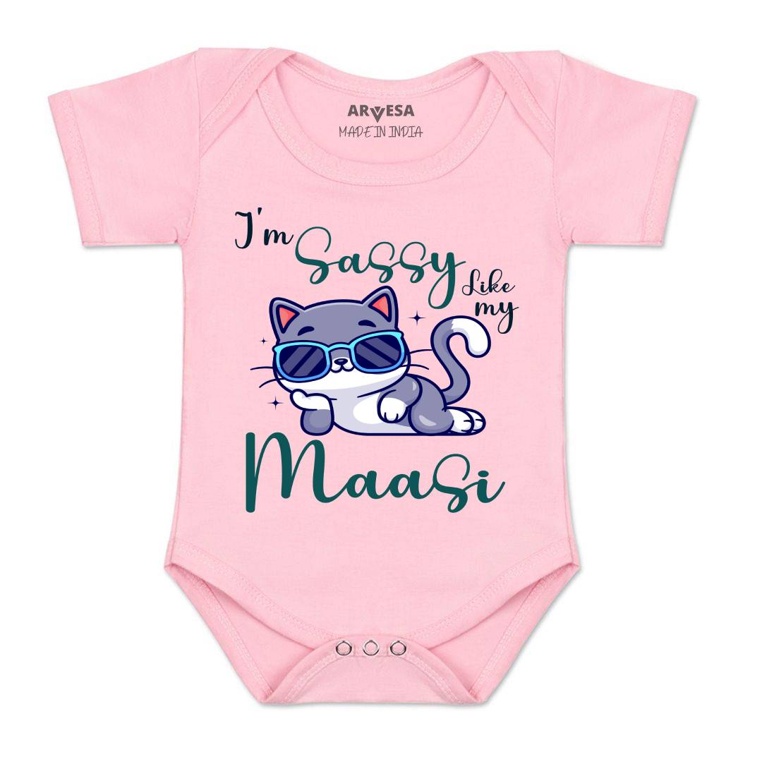 Arvesa I Am Sassy Like My Bua Design-937 White 0-3 Months Jumpsuit for Baby Boy & Girl dress .