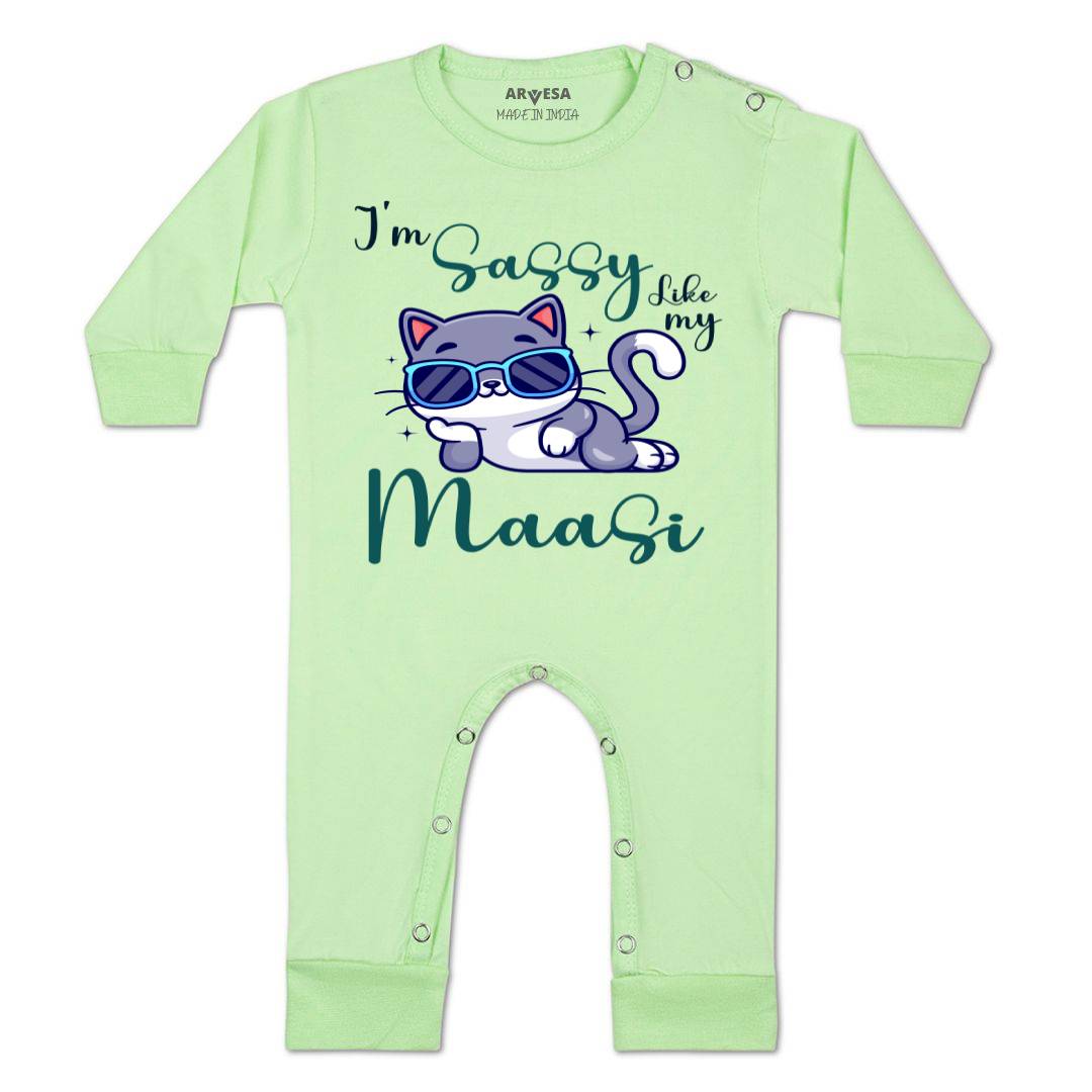 Arvesa I Am Sassy Like My Bua Design-937 White 0-3 Months Jumpsuit for Baby Boy & Girl dress .