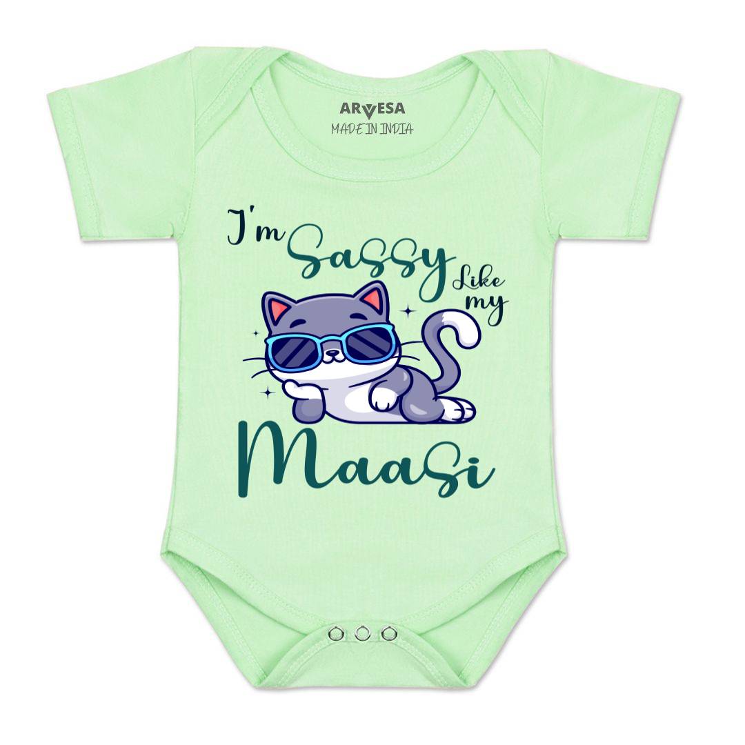 Arvesa I Am Sassy Like My Bua Design-937 White 0-3 Months Jumpsuit for Baby Boy & Girl dress .