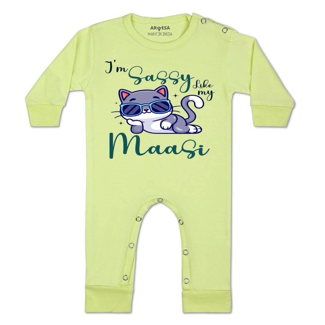 Arvesa I Am Sassy Like My Bua Design-937 White 0-3 Months Jumpsuit for Baby Boy & Girl dress .