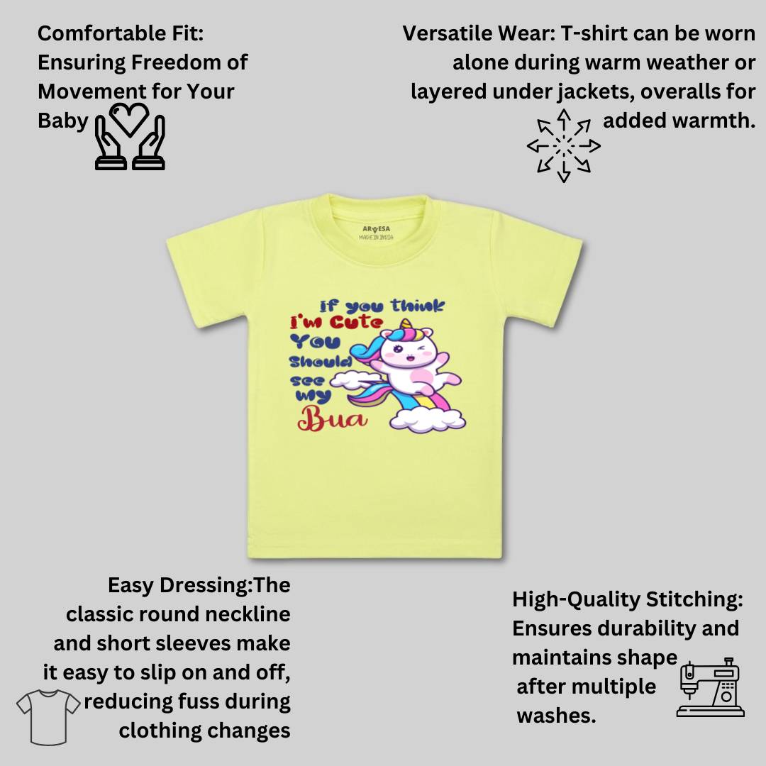 Arvesa I Am Cute You Should See My Bua Design-938 White 0-3 Months Jumpsuit Baby Boy & Girl dress .