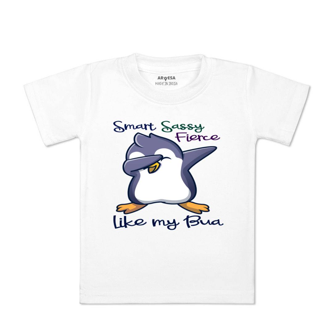 Arvesa Smart Sassy Like My Bua Design-955 White 0-3 Months Jumpsuit for Baby Boy & Girl dress .