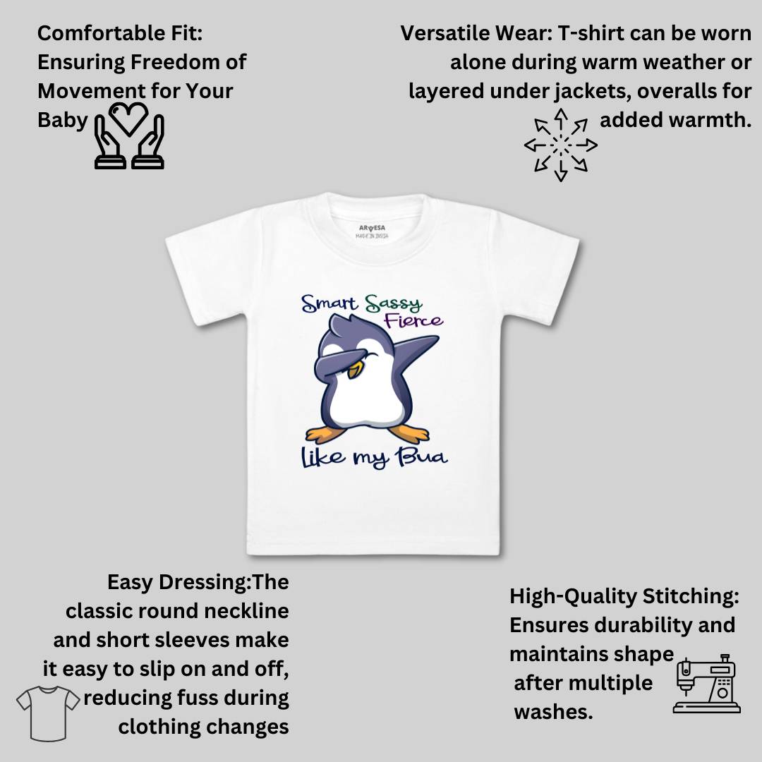Arvesa Smart Sassy Like My Bua Design-955 White 0-3 Months Jumpsuit for Baby Boy & Girl dress .