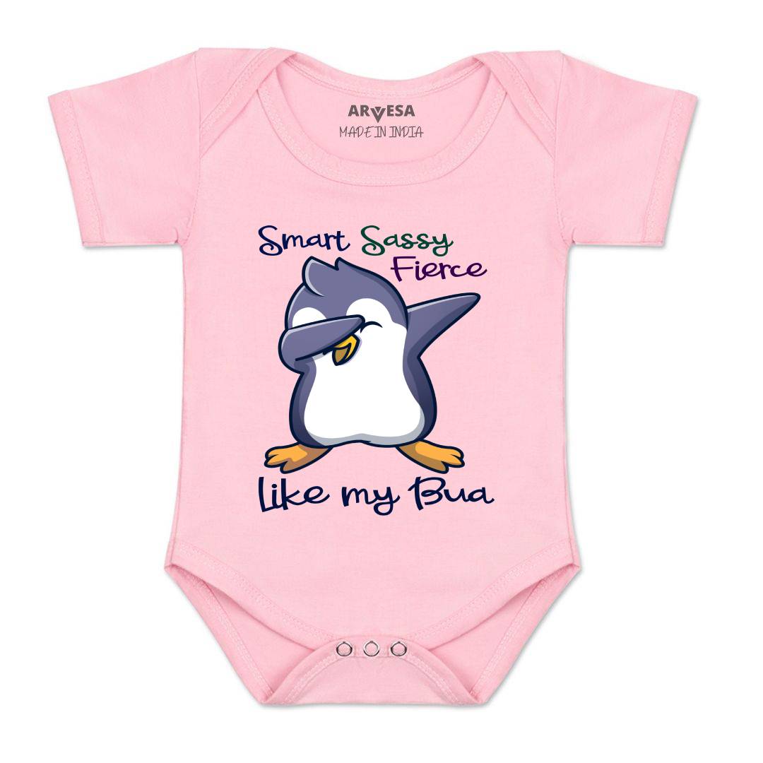 Arvesa Smart Sassy Like My Bua Design-955 White 0-3 Months Jumpsuit for Baby Boy & Girl dress .