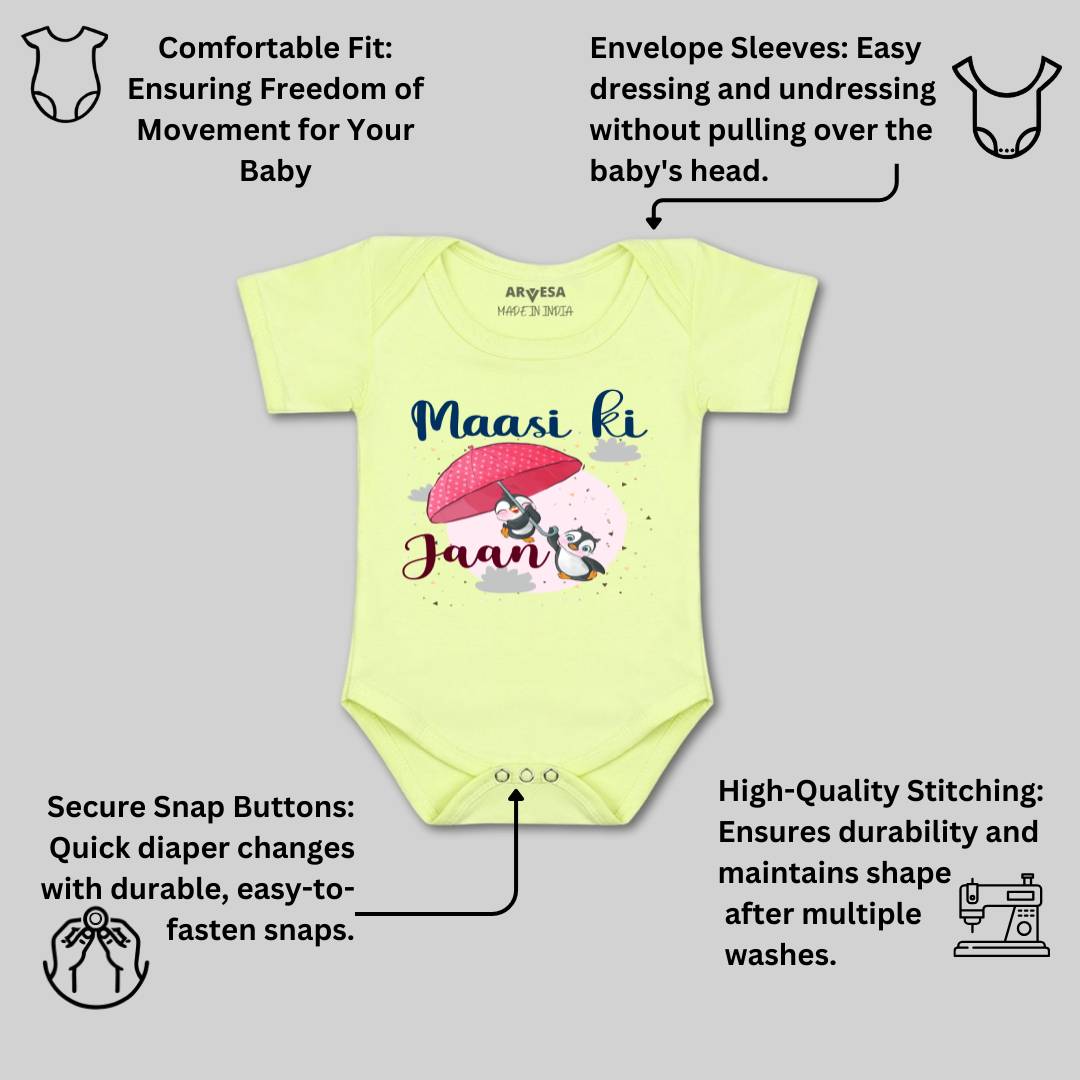 Arvesa Maasi Ki Jaan Design-958 White 0-3 Months Jumpsuit for Baby Boy & Girl dress .