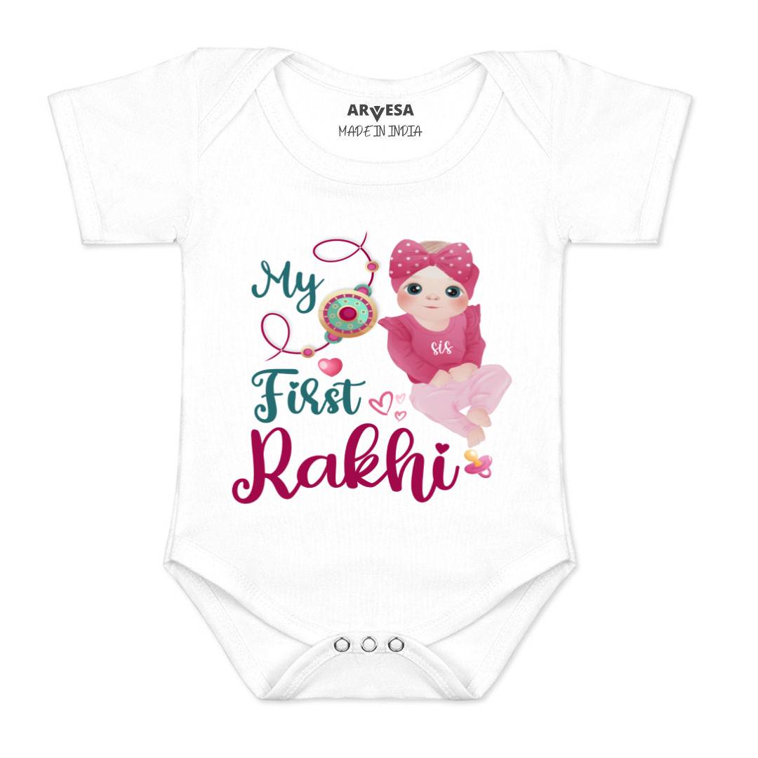 Arvesa Design-984 Rakhi My First Baby Boy and Baby Girl Dress .