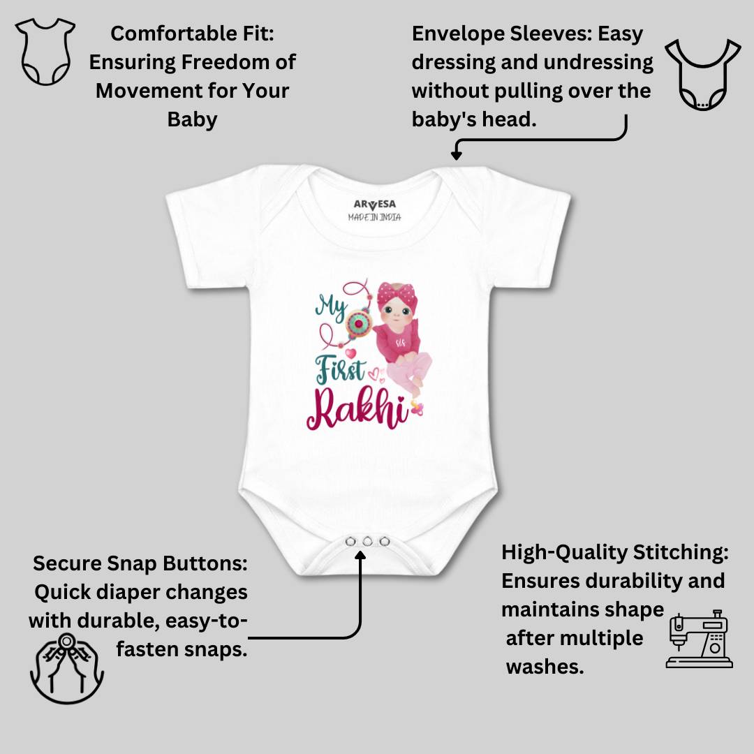 Arvesa Design-984 Rakhi My First Baby Boy and Baby Girl Dress .