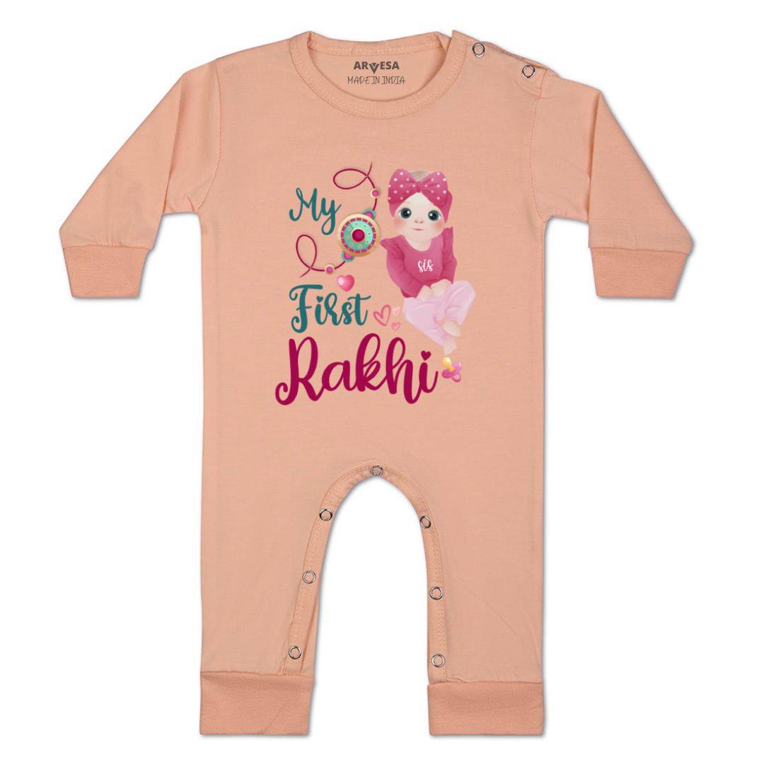 Arvesa Design-984 Rakhi My First Baby Boy and Baby Girl Dress .
