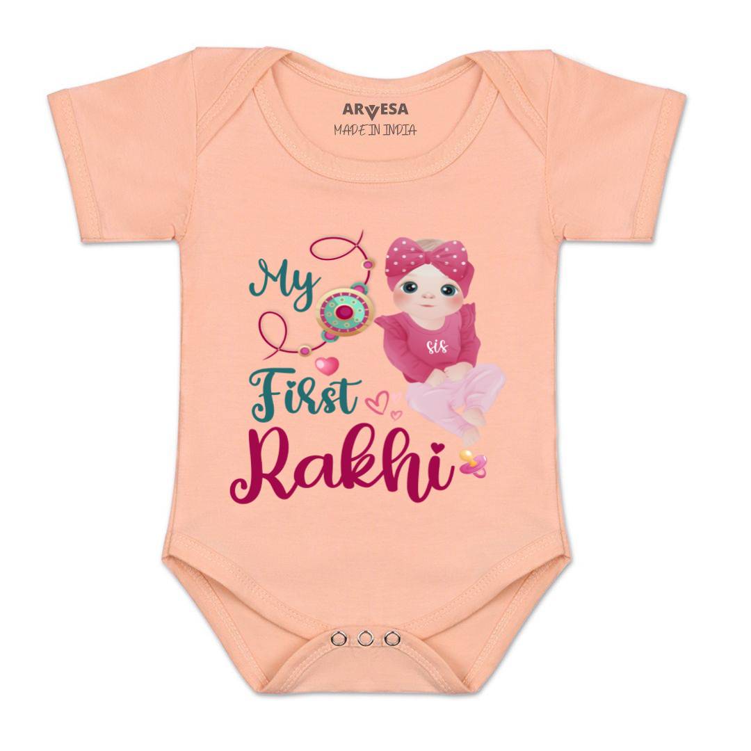 Arvesa Design-984 Rakhi My First Baby Boy and Baby Girl Dress .