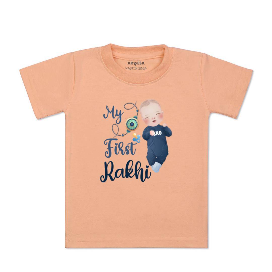 Arvesa Design-985 Rakhi My First Baby Boy and Baby Girl Dress .