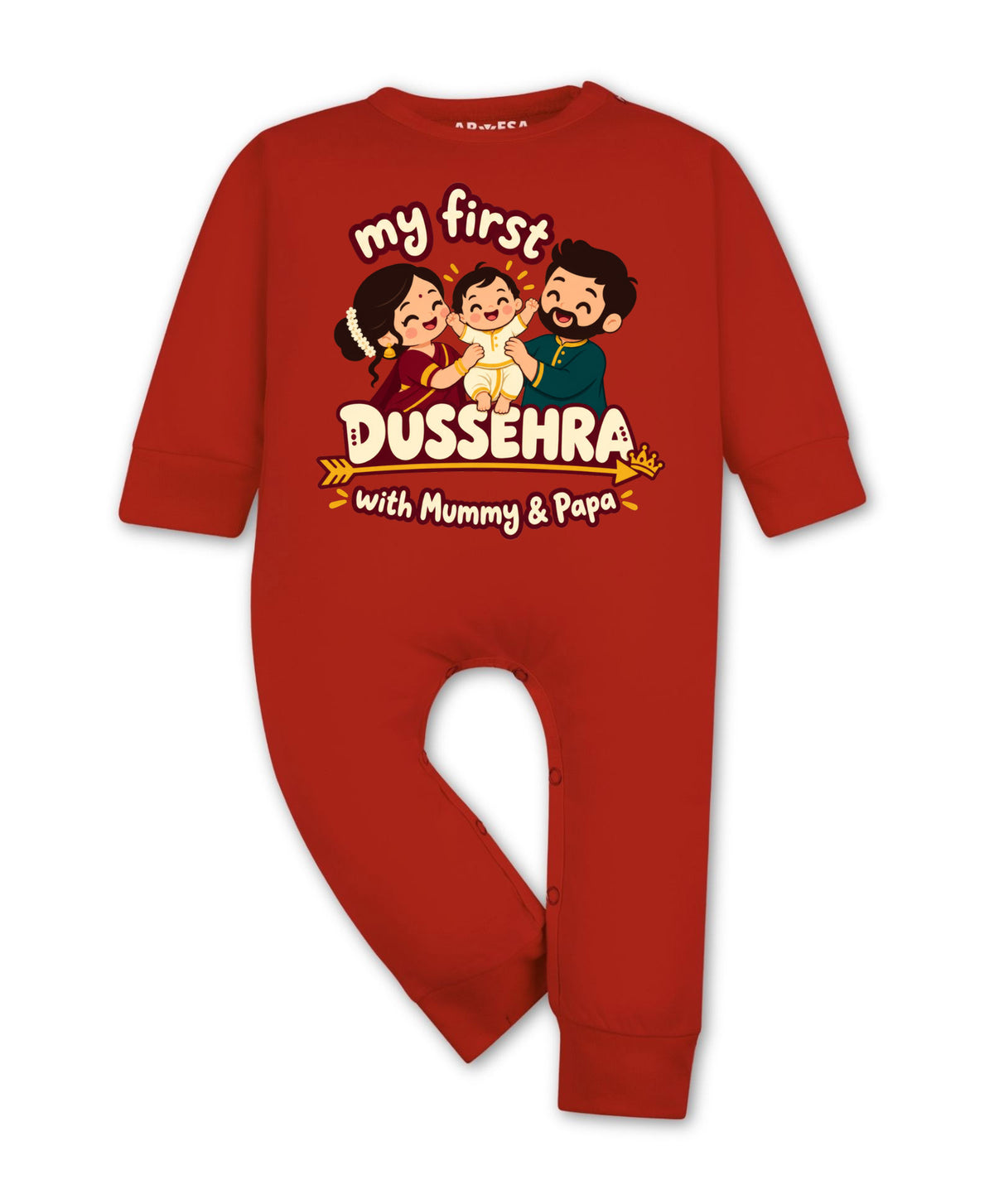 No | My First Dussehra with Mummy & Papa - Jumpsuit