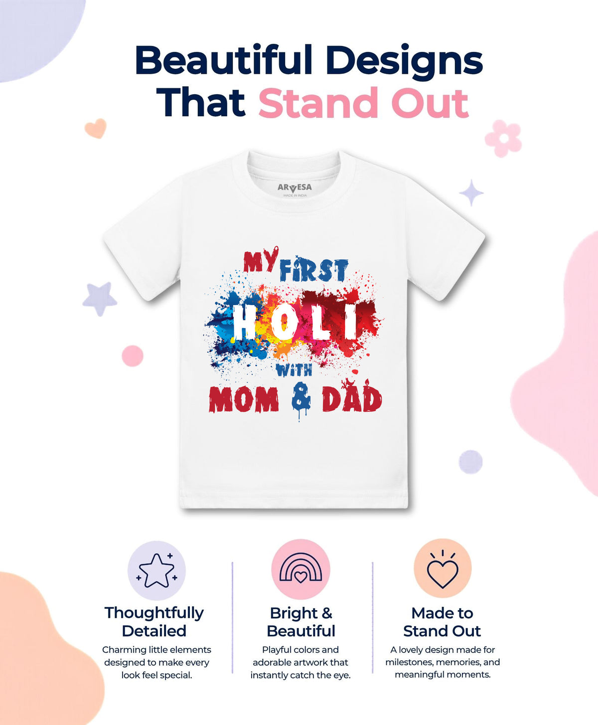 No | My First Holi with Mom & Dad - T-shirt