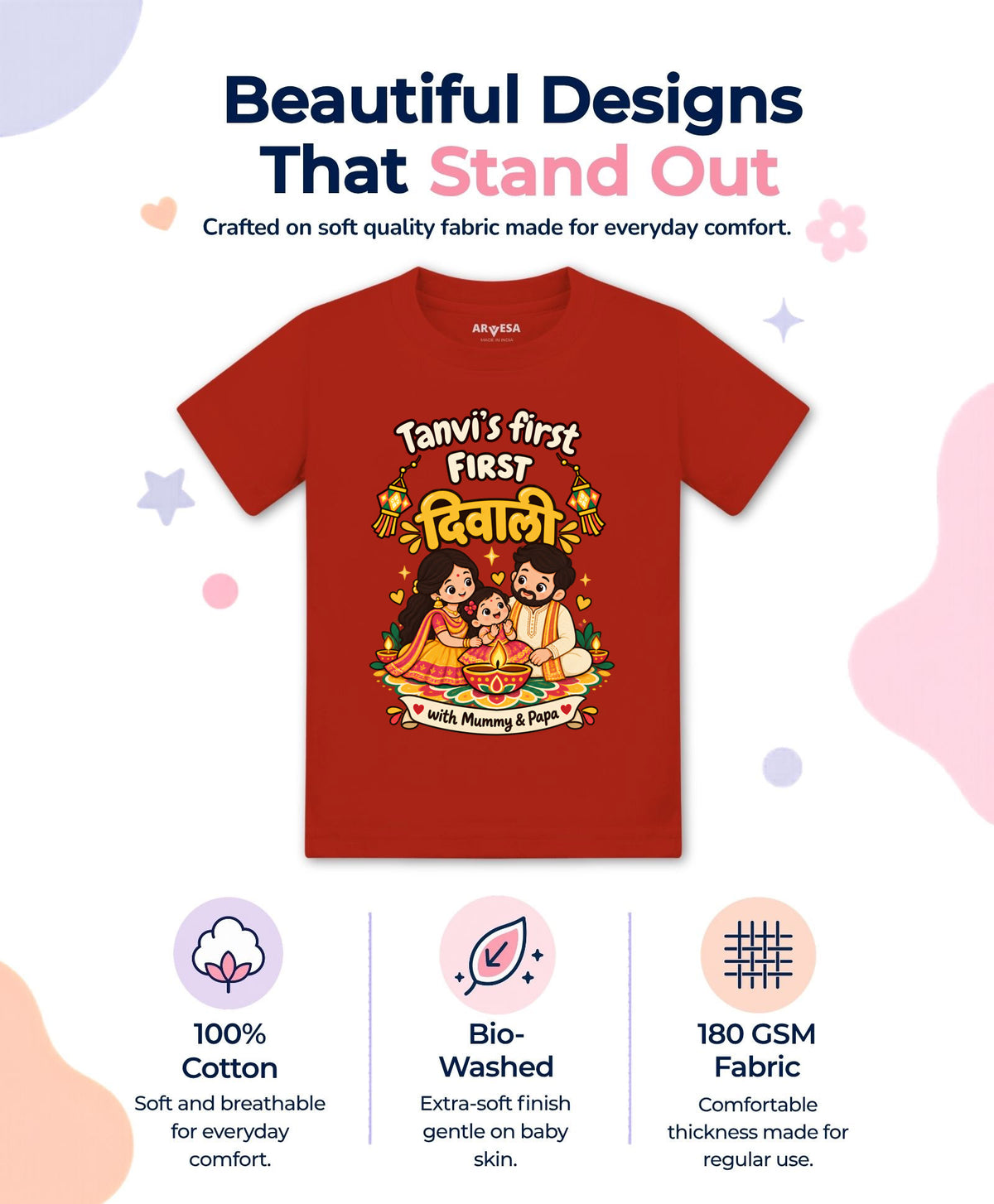 Yes | My First Diwali With Mummy & Papa - T-shirt