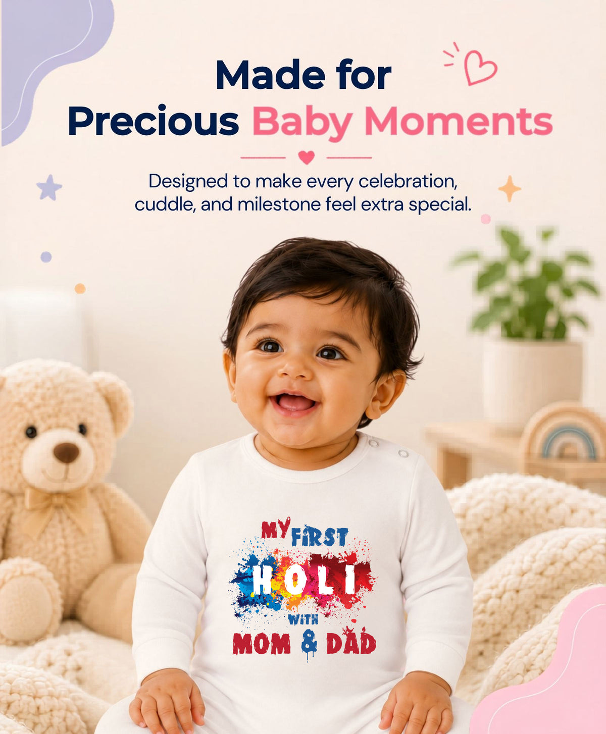 No | My First Holi with Mom & Dad - Jumpsuit