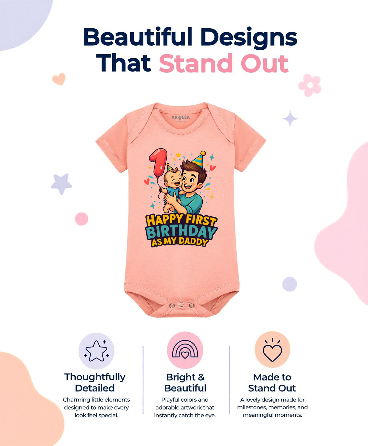No | Happy First Birthday As My Daddy Dad Birthday - Romper