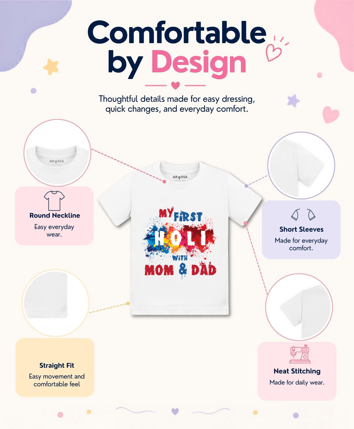 No | My First Holi with Mom & Dad - T-shirt