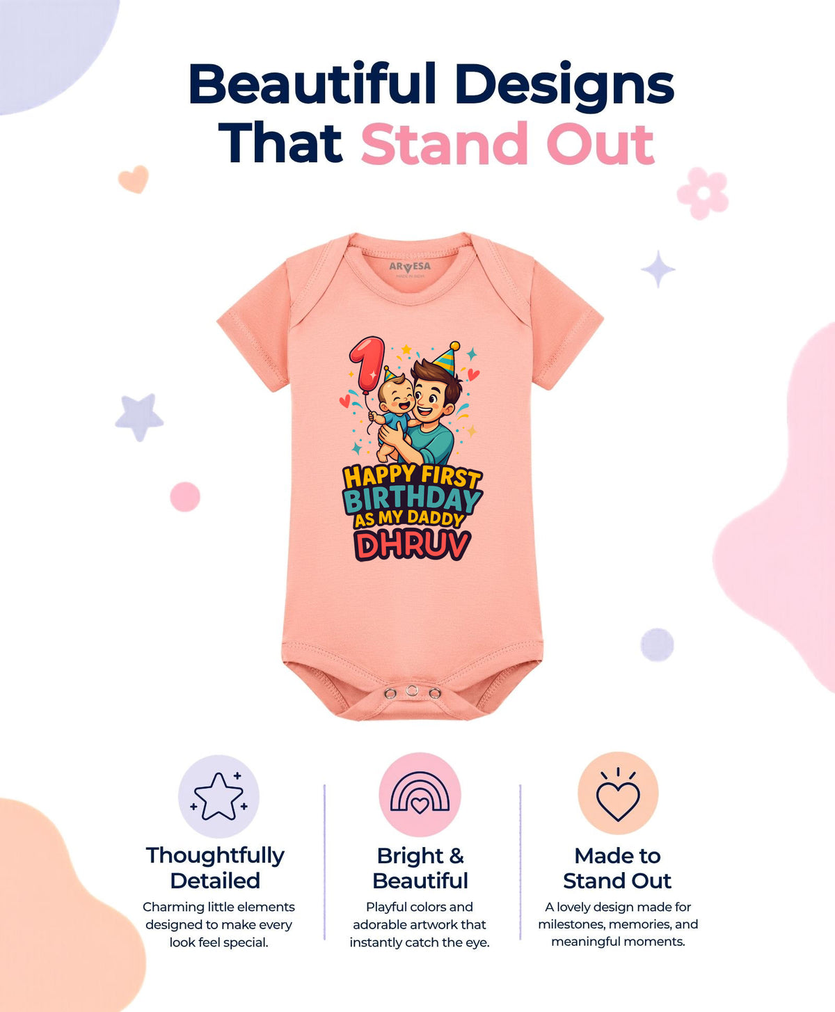 Yes | Happy First Birthday As My Daddy Dad Birthday - Romper