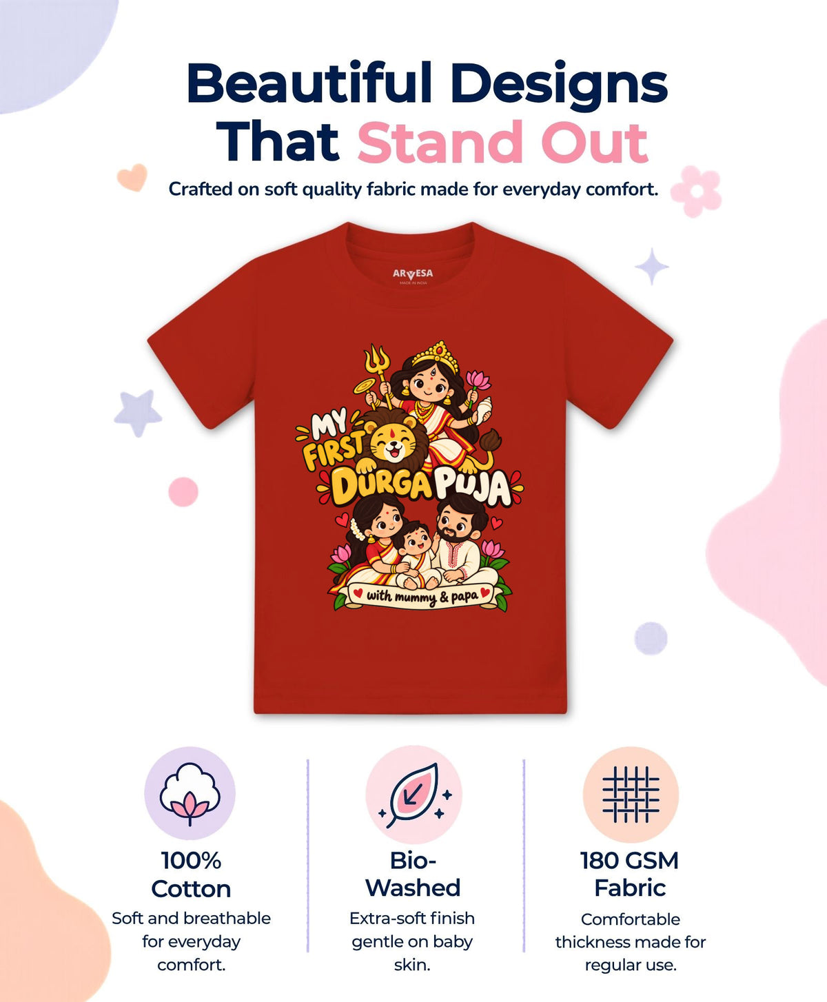 No | My First Durga Puja with Mummy & Papa - T-shirt