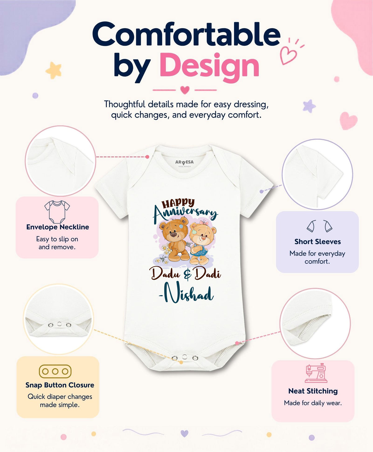 Yes | Happy Anniversay Dadu & Dadi Family Anniversary - Romper