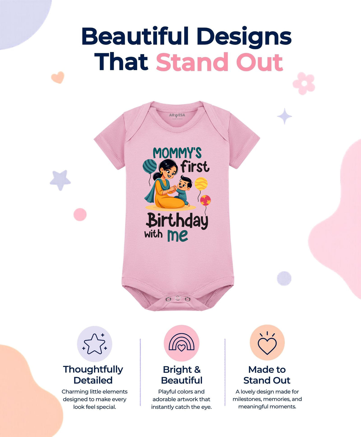 No | Mommy First Birthday With Me Mom Birthday - Romper