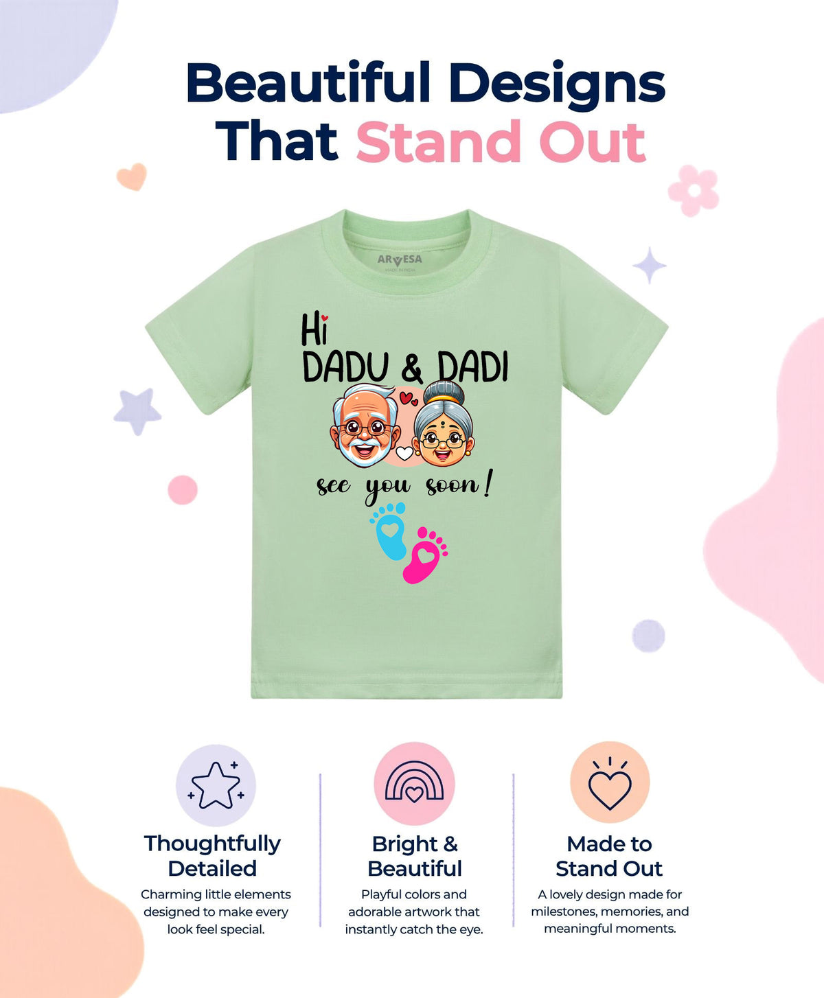 Hi Dadu & Dadi See You Soon Pregnancy Announcement - T-shirt