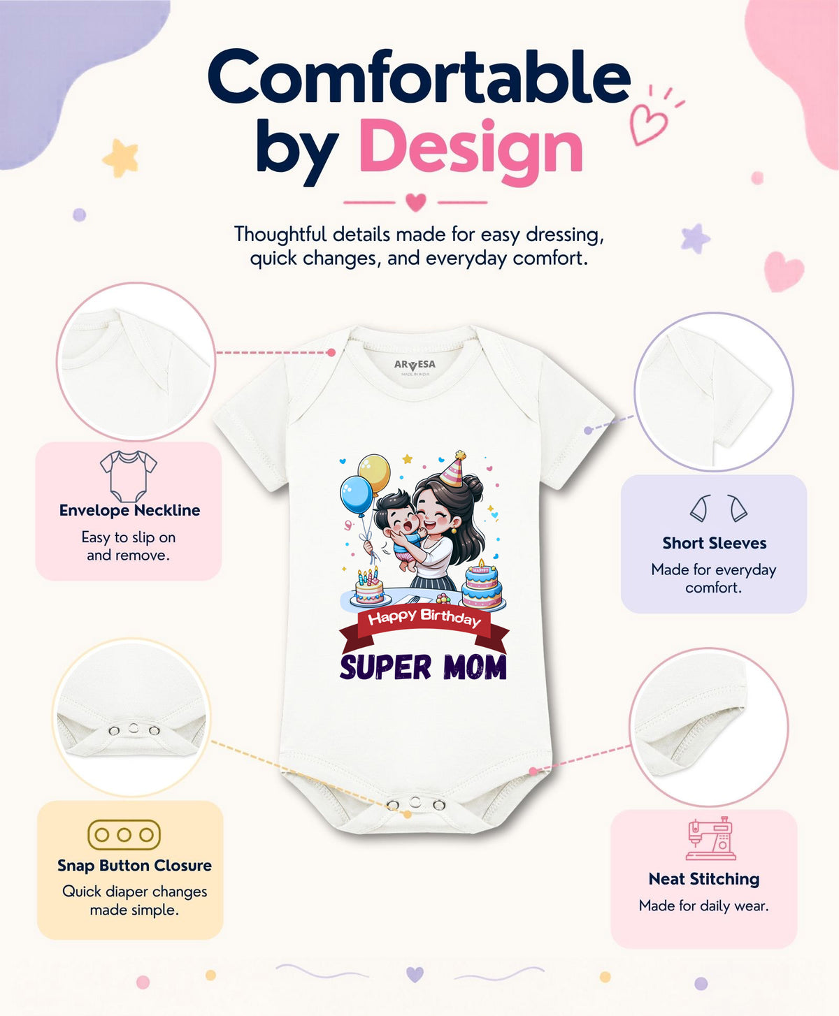 No | Happy Birthday Super Mom Mom Birthday - Romper