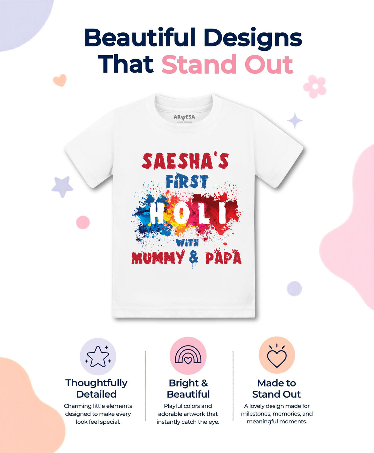 Yes | My First Holi with Mummy & Papa - T-shirt