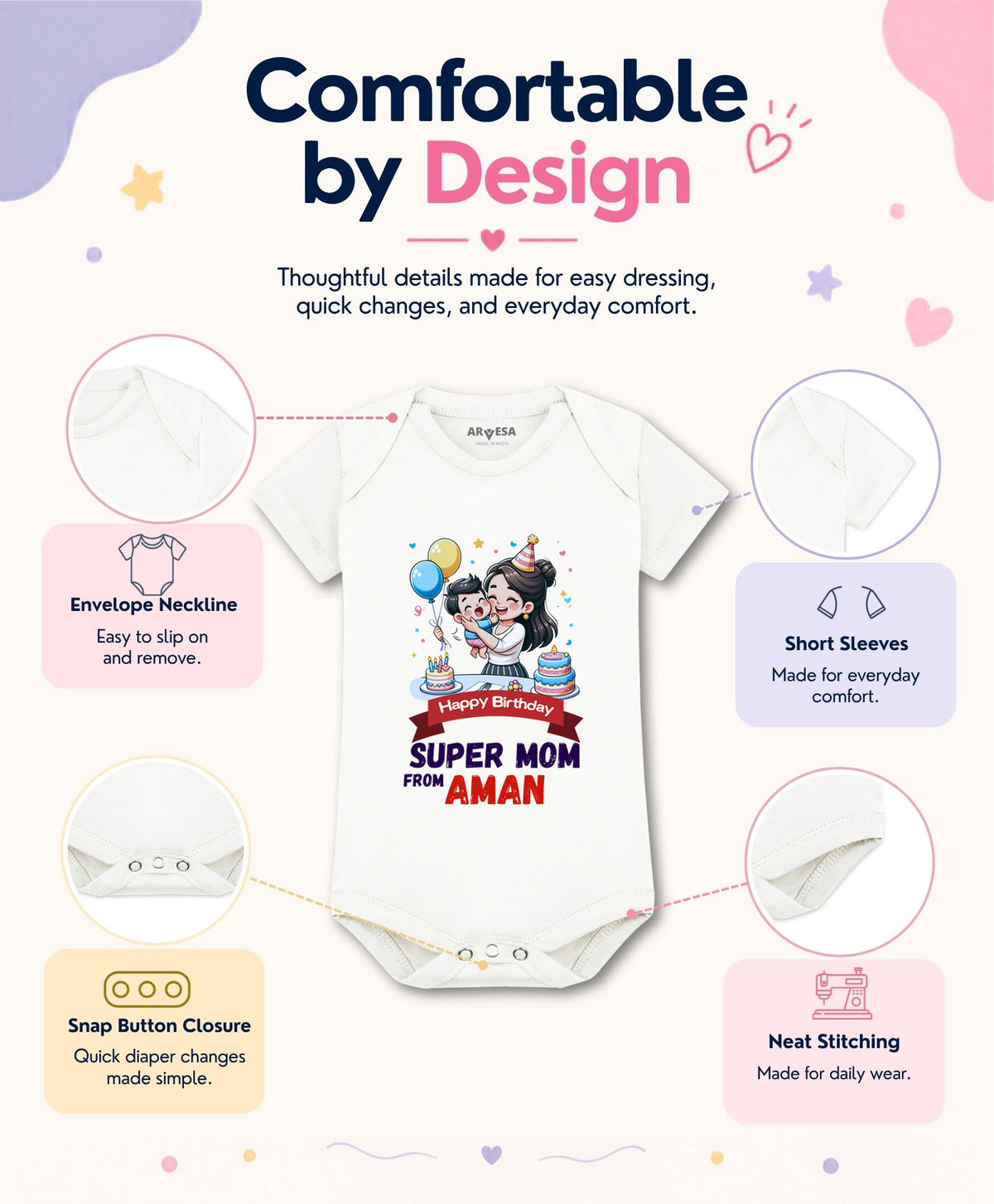 Yes | Happy Birthday Super Mom Mom Birthday - Romper