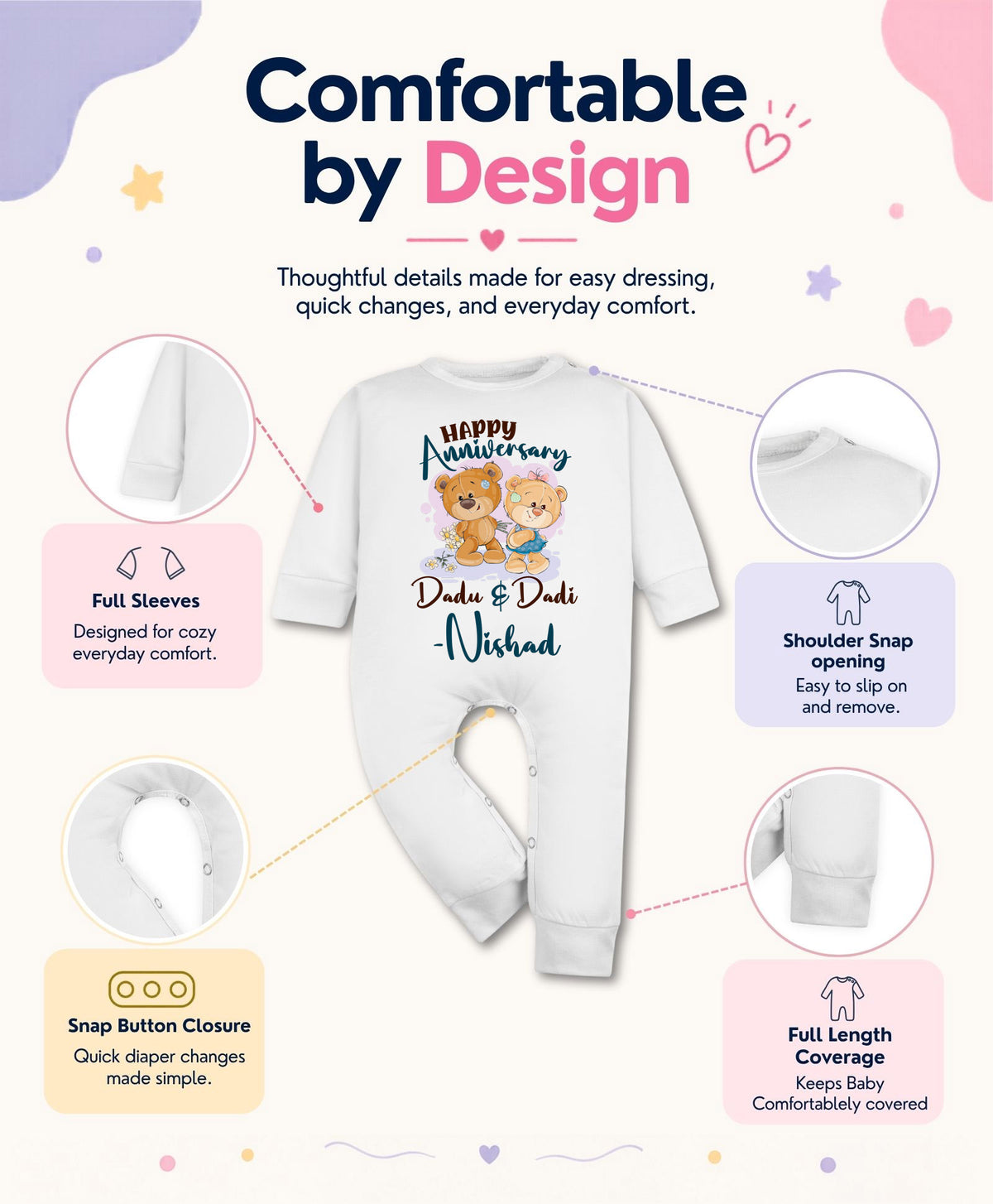 Yes | Happy Anniversay Dadu & Dadi Family Anniversary - Jumpsuit