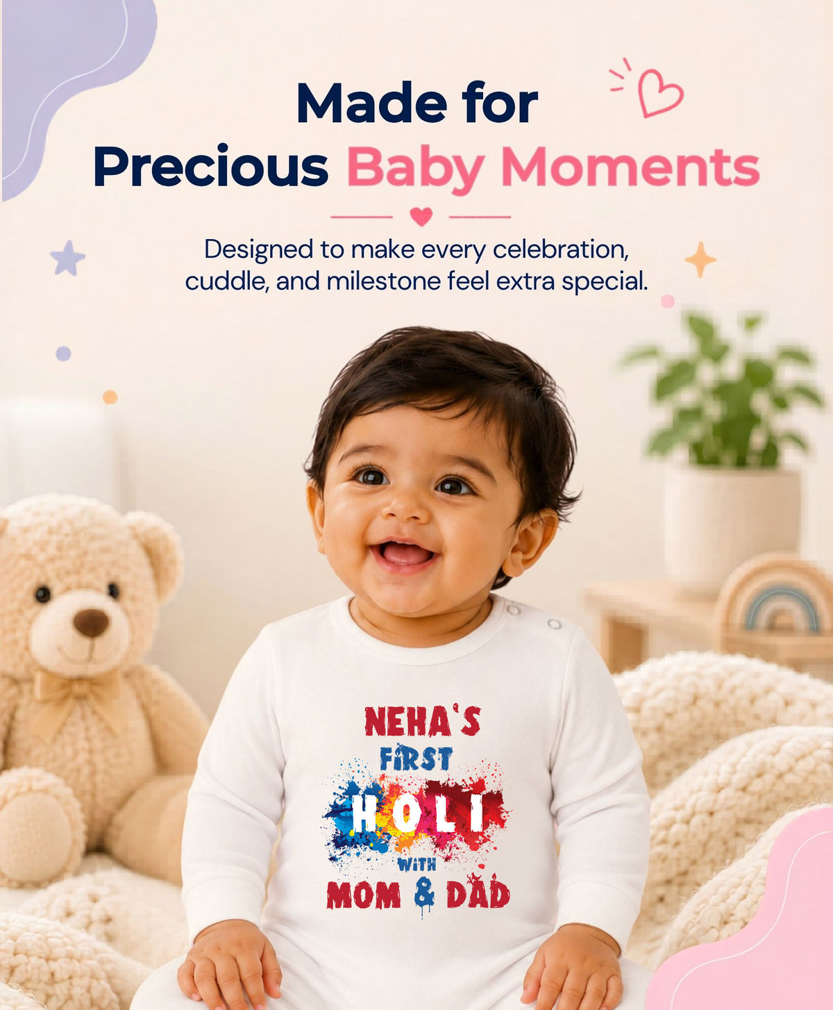 Yes | My First Holi with Mom & Dad - Jumpsuit