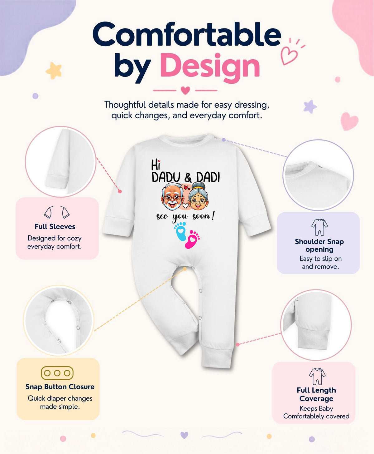 Hi Dadu & Dadi See You Soon Pregnancy Announcement - Jumpsuit