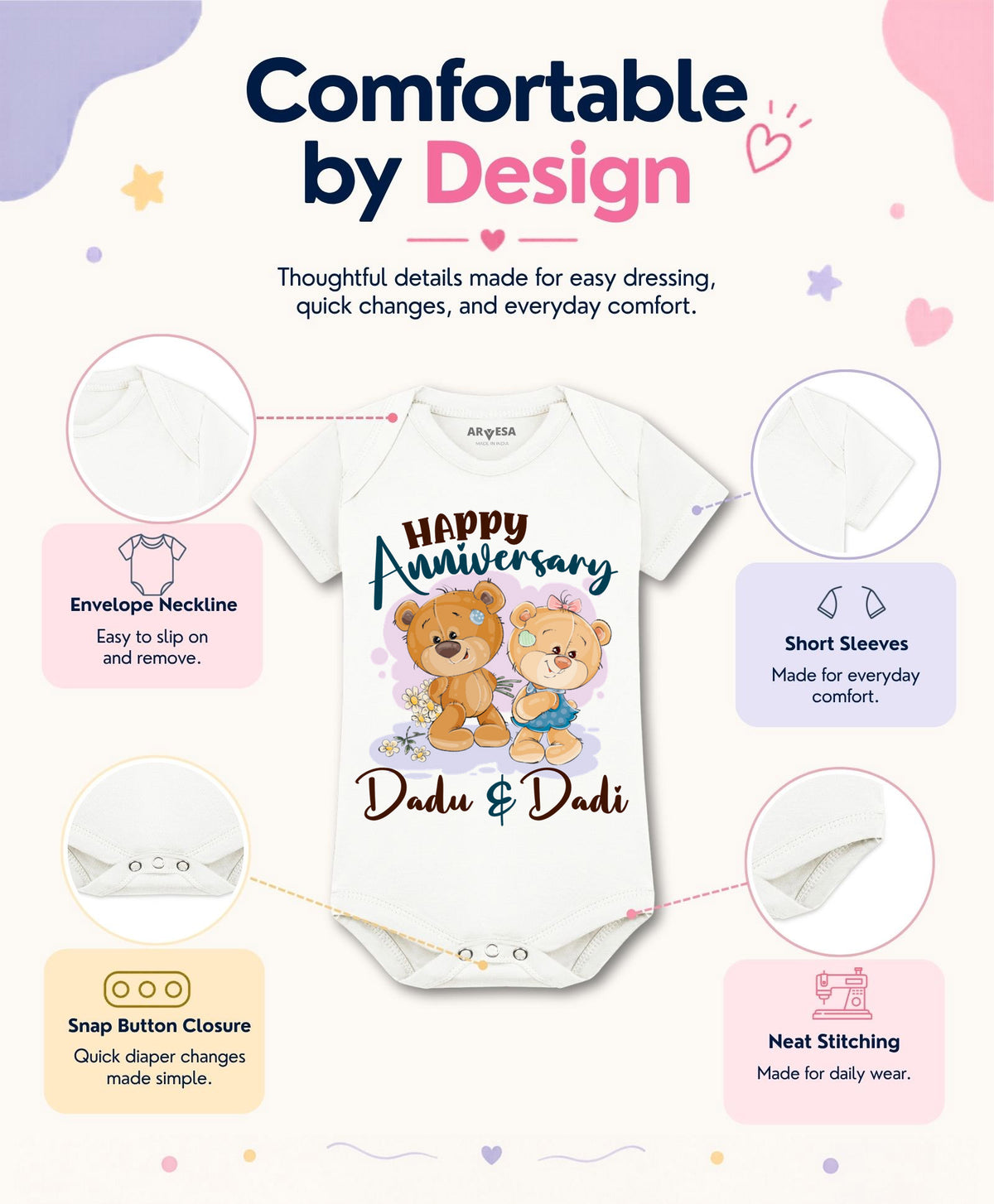 No | Happy Anniversay Dadu & Dadi Family Anniversary - Romper