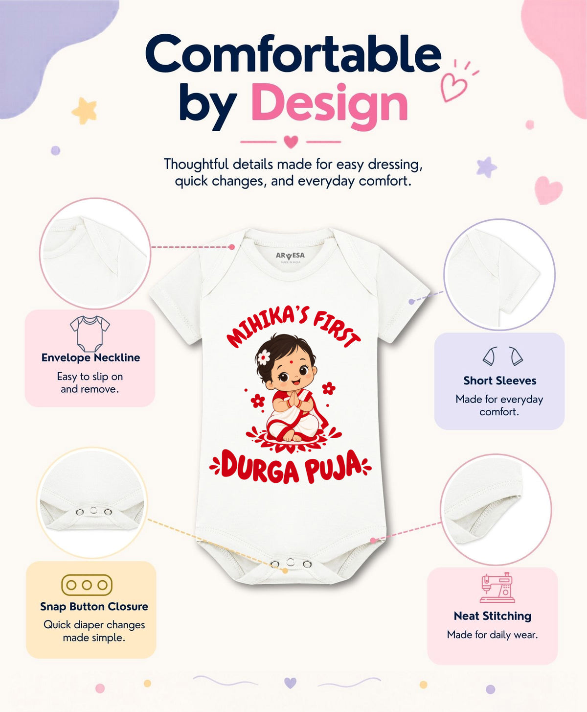 Yes | My First Durga Puja - Romper