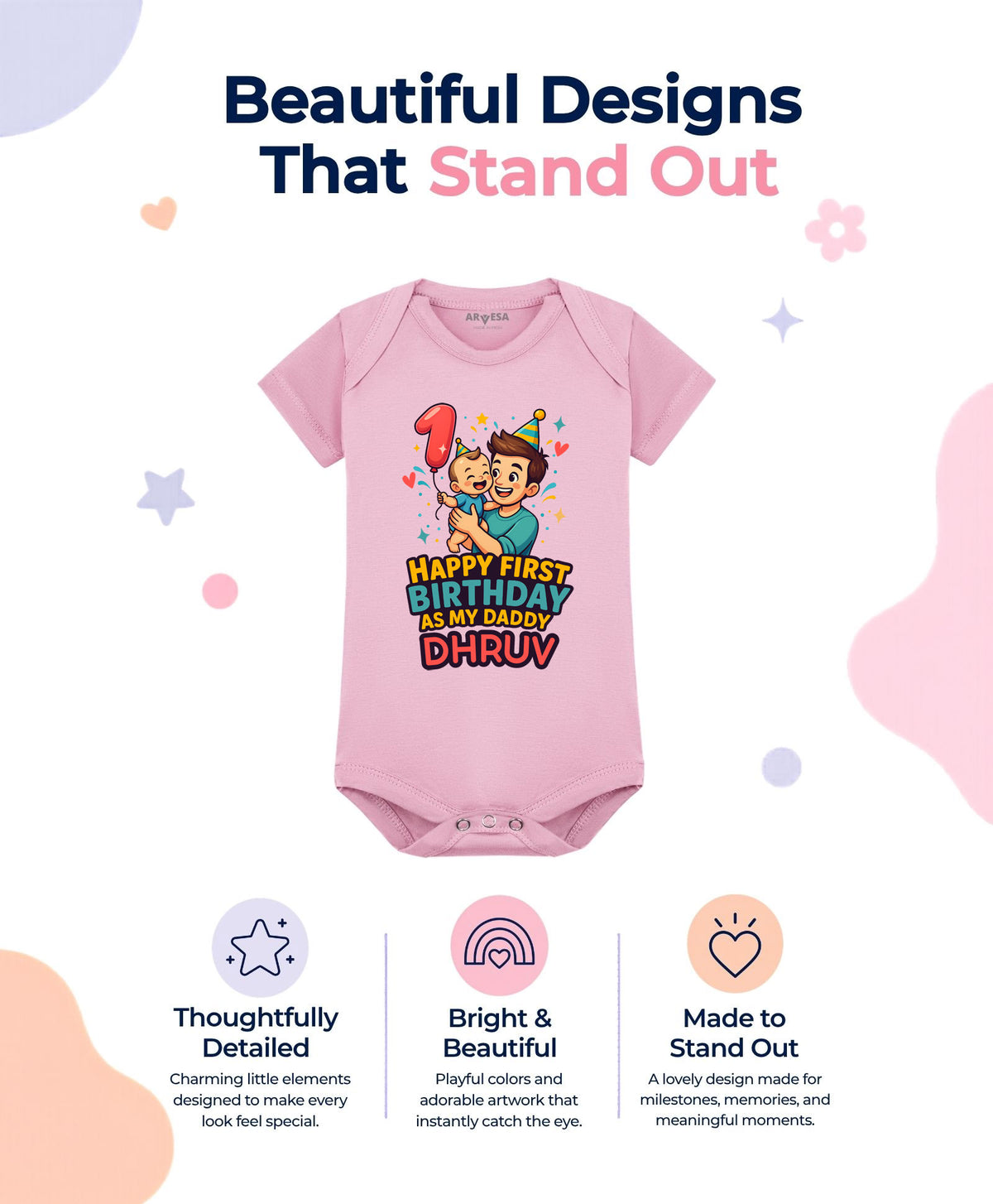 Yes | Happy First Birthday As My Daddy Dad Birthday - Romper