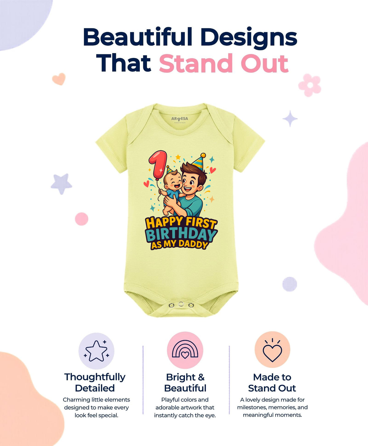 No | Happy First Birthday As My Daddy Dad Birthday - Romper