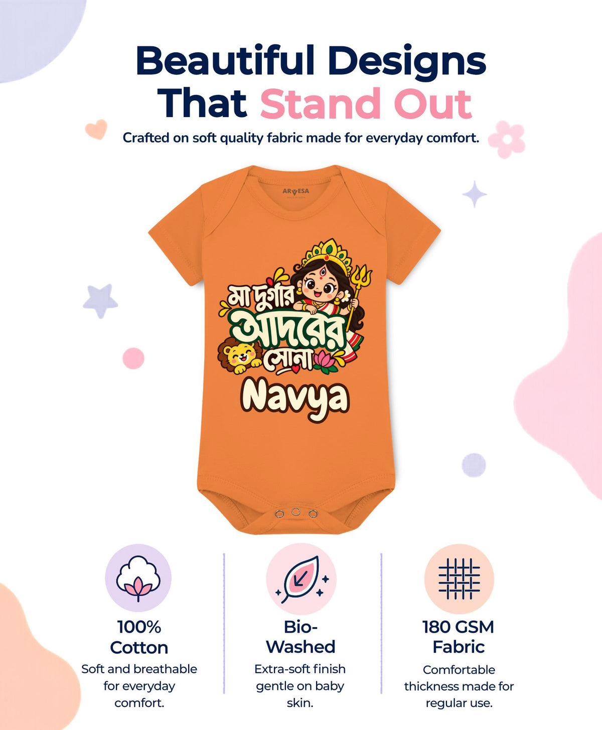 Yes | Maa Durga’s beloved “Maa Durgar Adorer Shona” Bangla - Romper