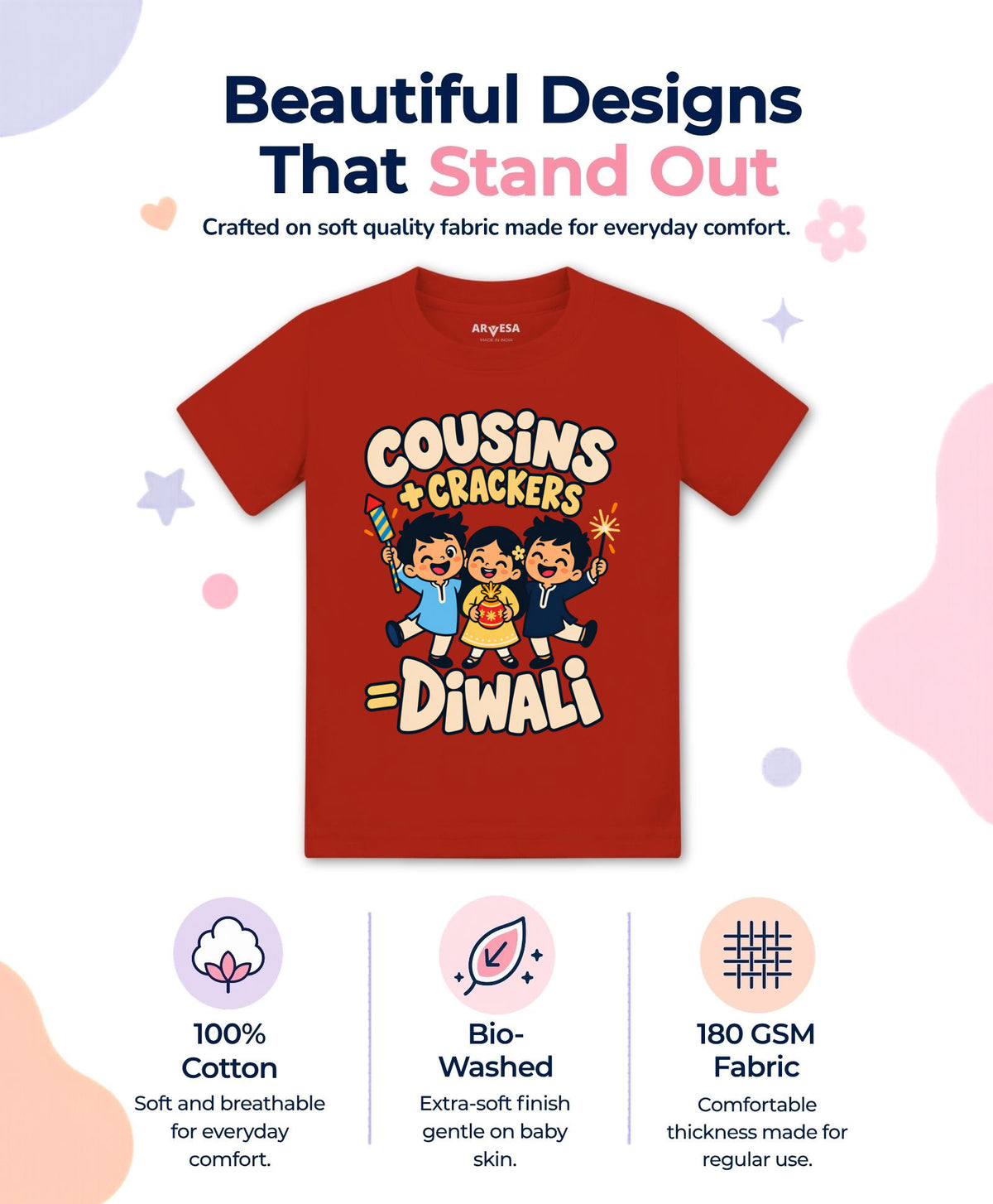 Cousins +Crackers = Diwali - T-shirt