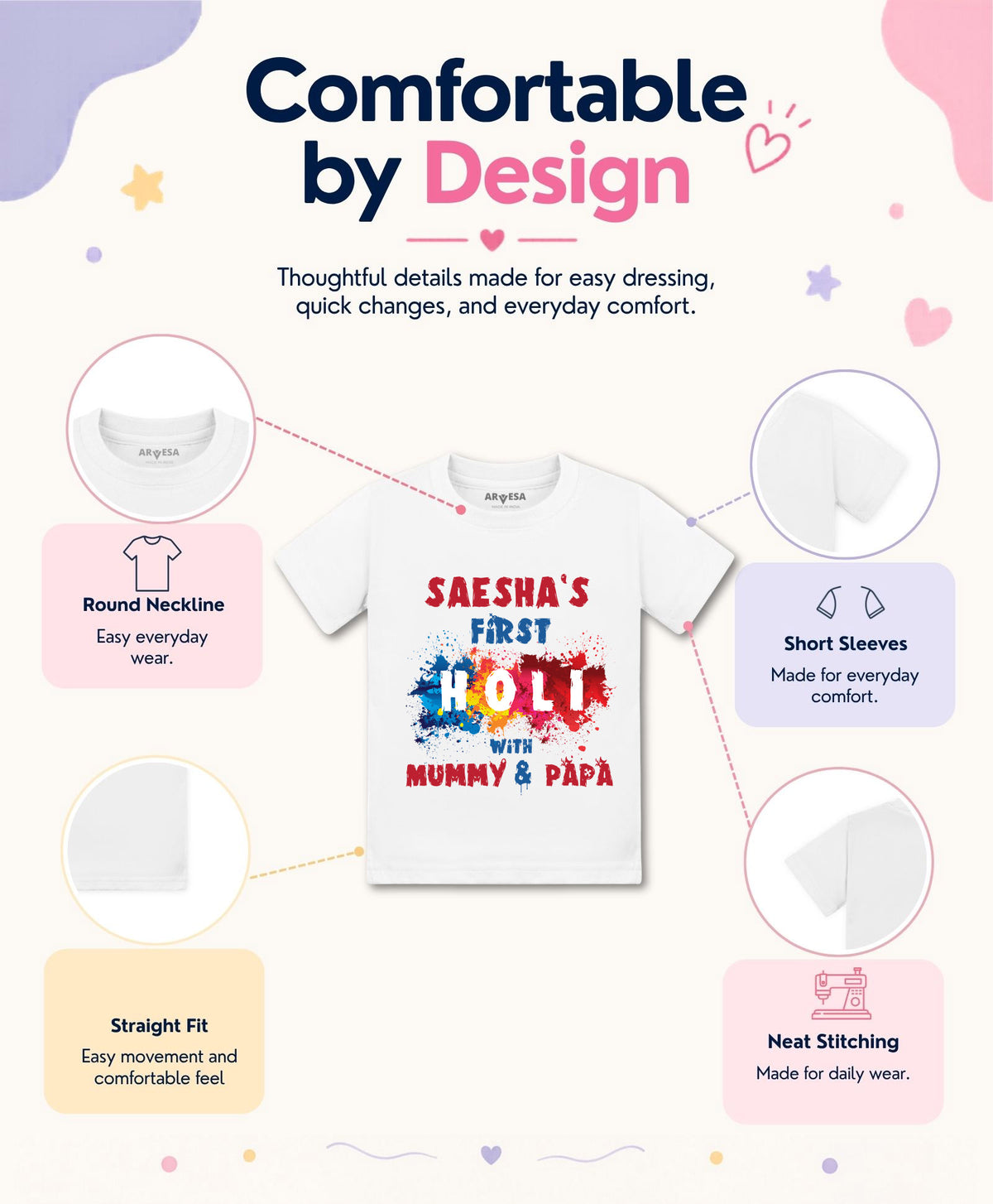 Yes | My First Holi with Mummy & Papa - T-shirt